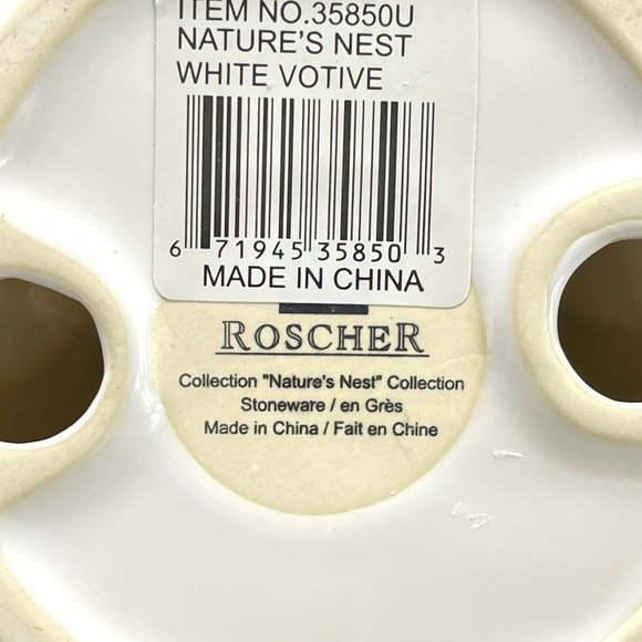 Roscher Set of 2 Nature's Nest White Stoneware Candle Holders Cottagecore 11" - Picture 9 of 9